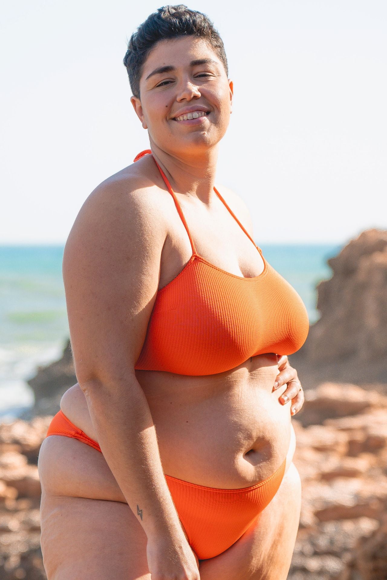 ABRIL Two-Piece Swimsuit – Orange (One Size Fits XS–XL) – FIZZKINI