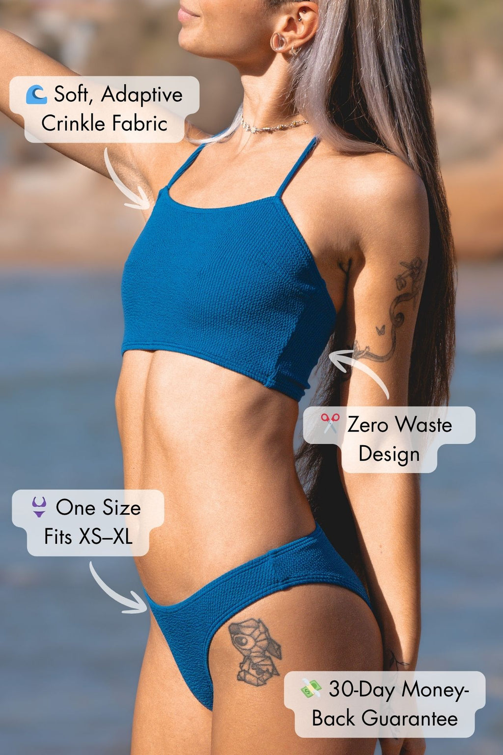 ABRIL Two-Piece Swimsuit – Blue (One Size Fits XS–XL)