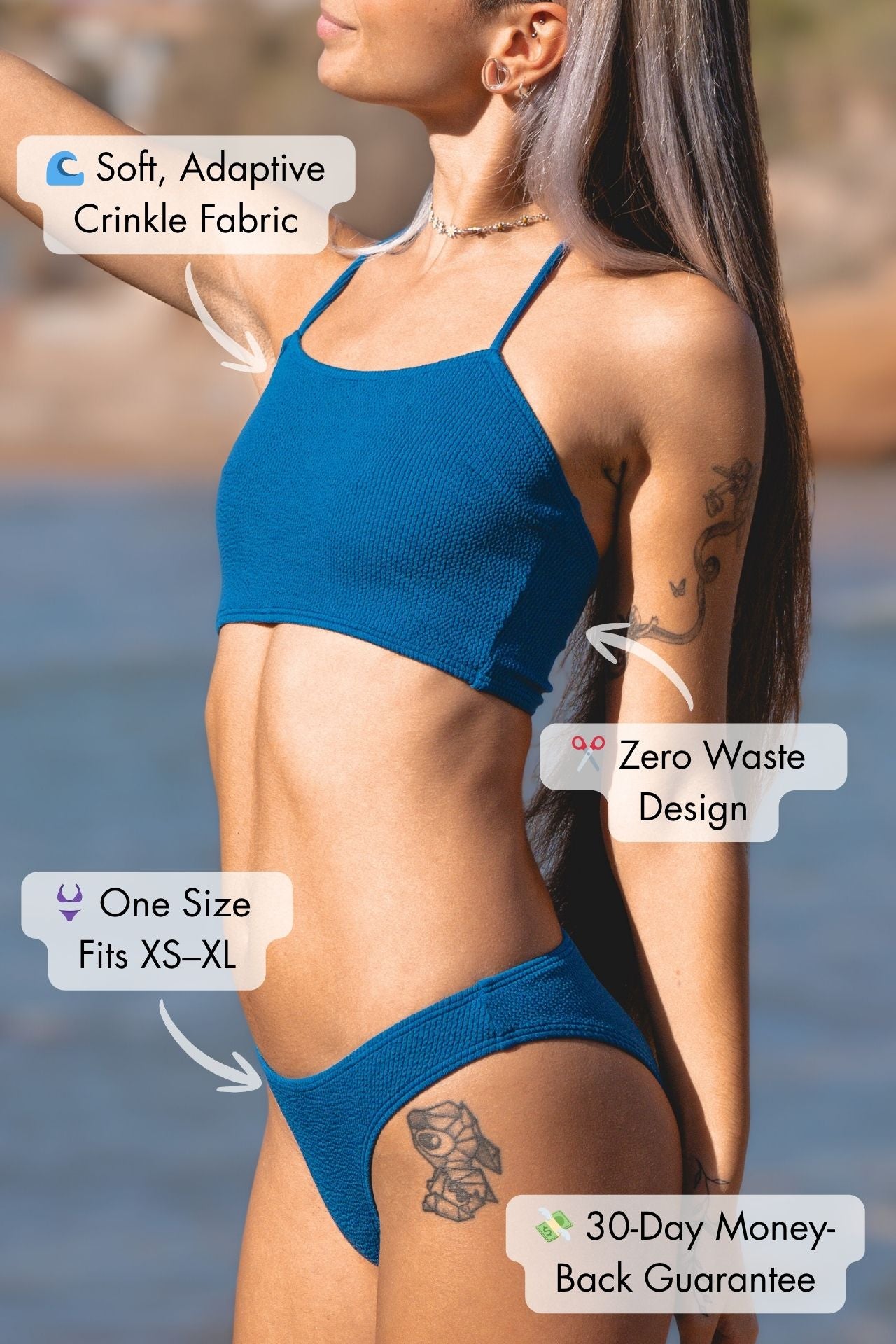 ABRIL Two-Piece Swimsuit – Blue (One Size Fits XS–XL)