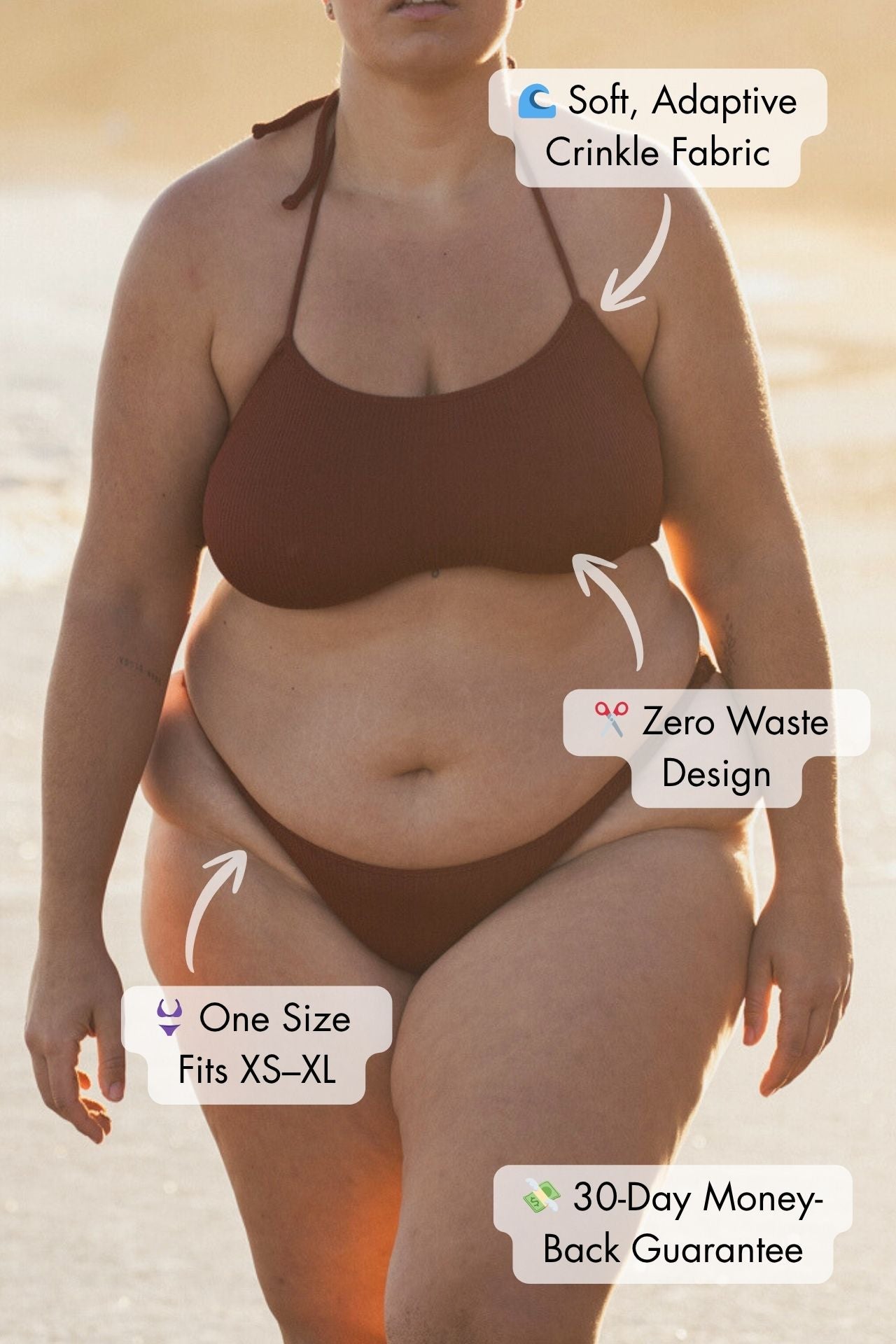ABRIL Two-Piece Swimsuit – Chocolate Brown (One Size Fits XS–XL)