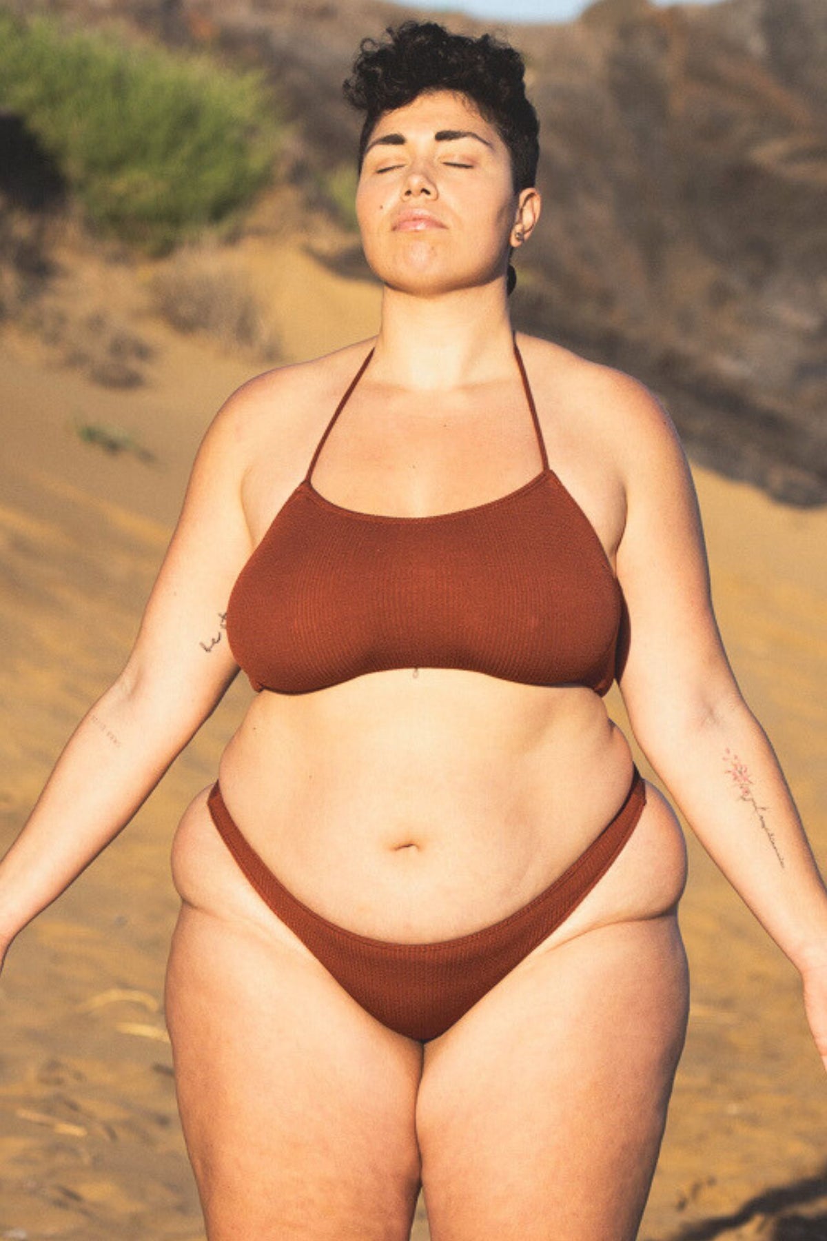 ABRIL Two-Piece Swimsuit – Chocolate Brown (One Size Fits XS–XL)