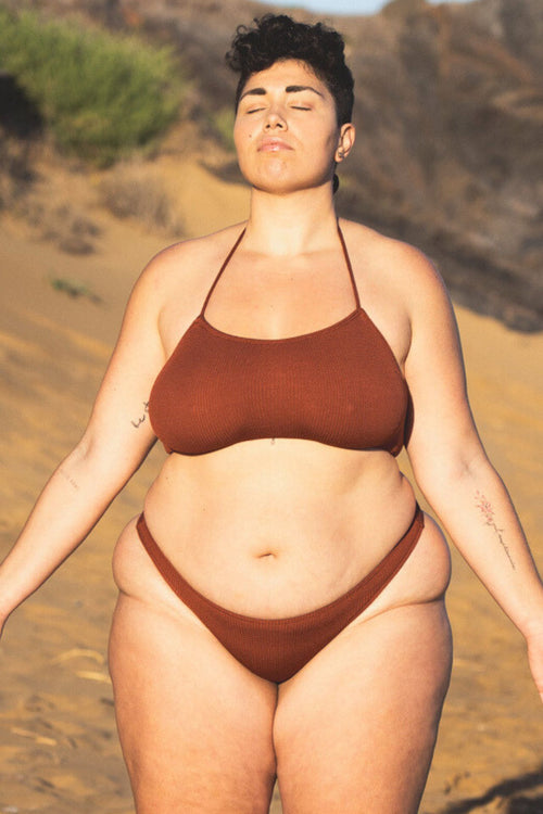 ABRIL Two-Piece Swimsuit – Chocolate Brown (One Size Fits XS–XL)