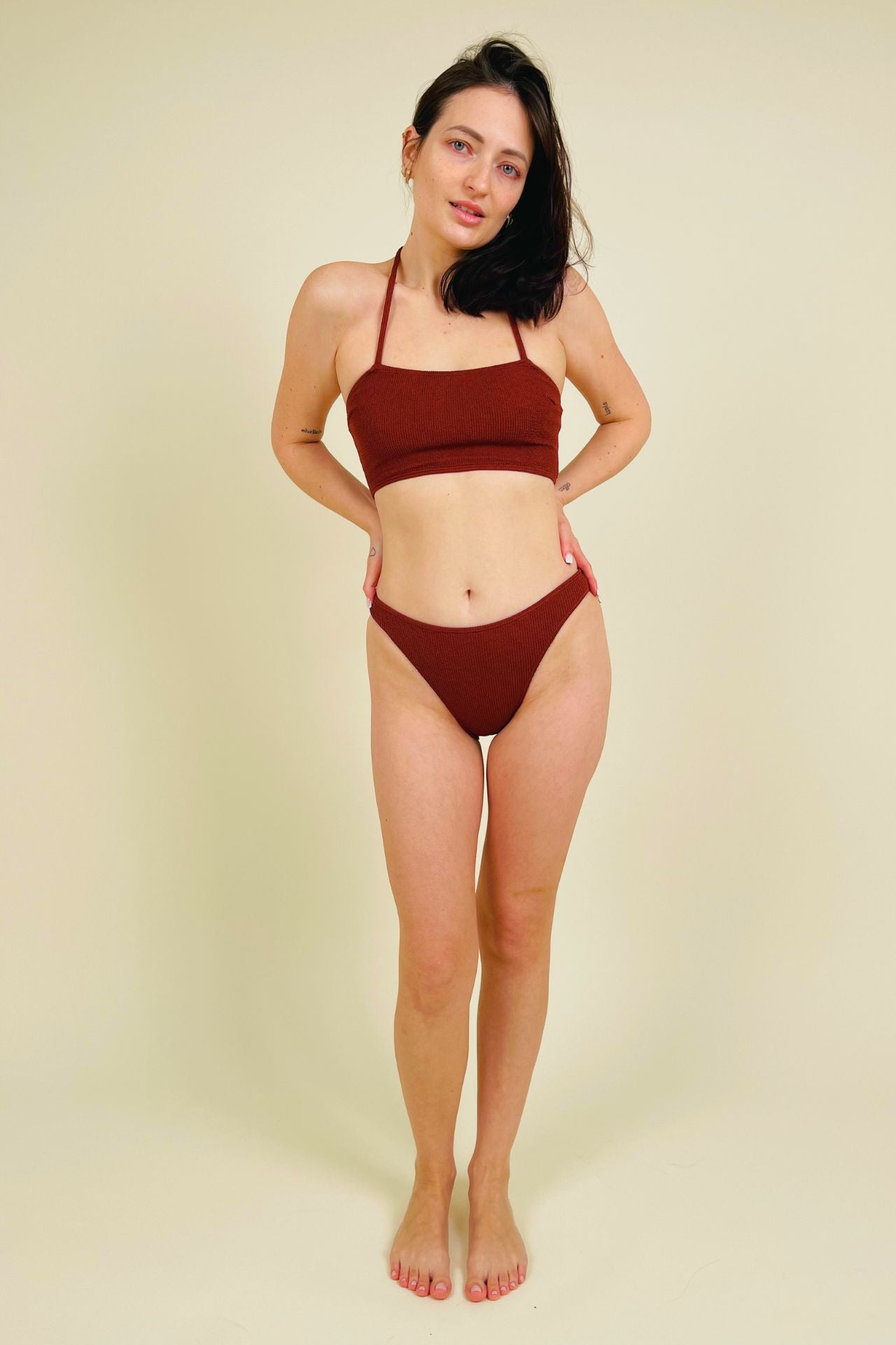 ABRIL Two-Piece Swimsuit – Chocolate Brown (One Size Fits XS–XL)