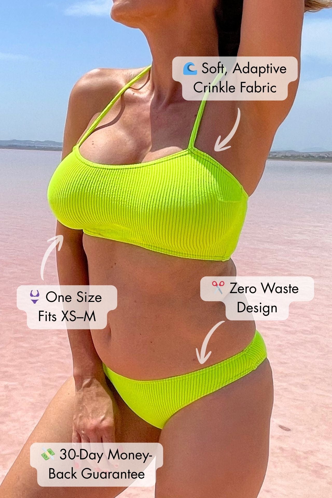 ABRIL Two-Piece Swimsuit – Neon Yellow (One Size Fits XS–M LIMITED EDITION)