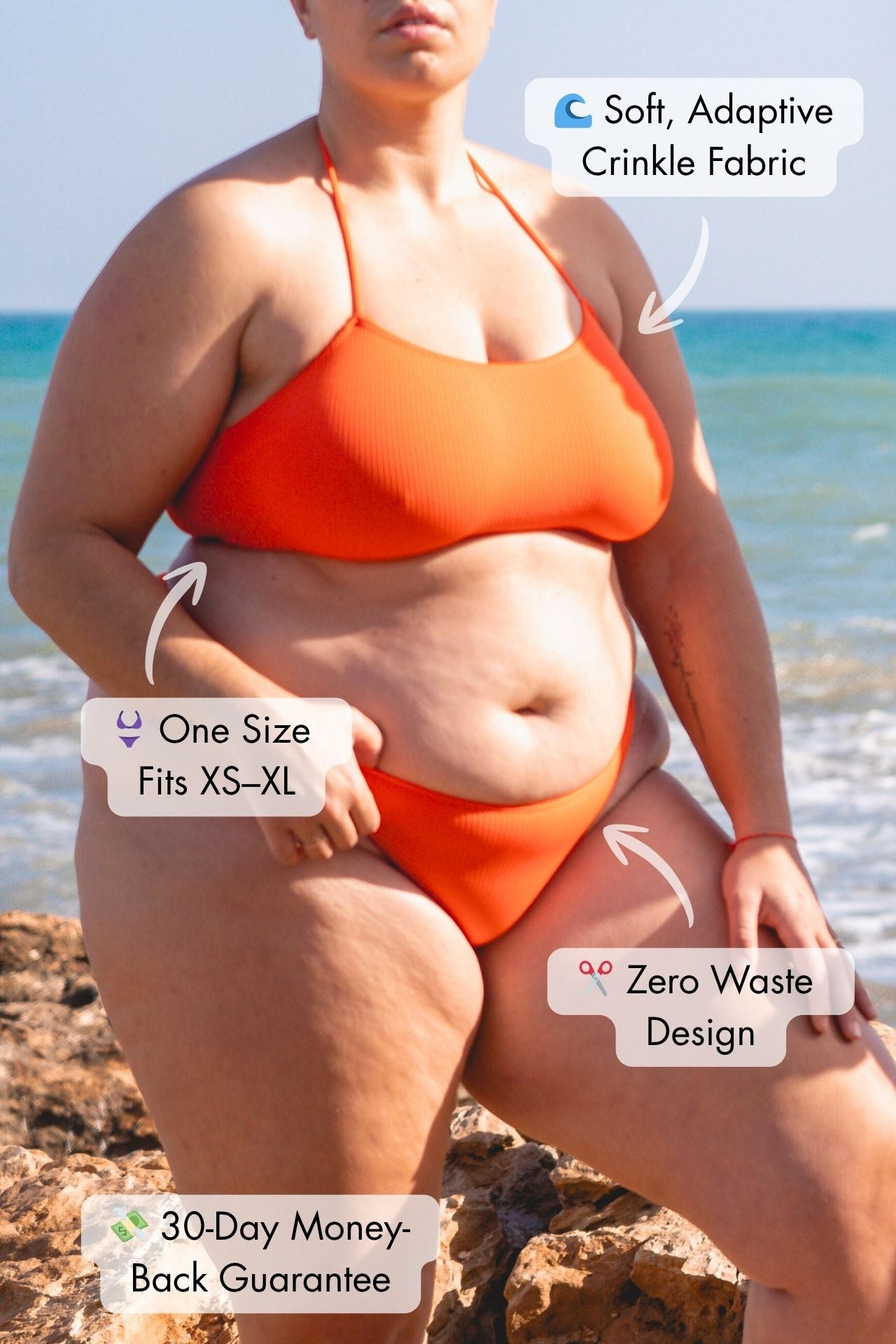 ABRIL Two-Piece Swimsuit – Orange (One Size Fits XS–XL)