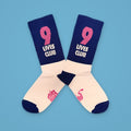 FIZZKINI 9 Lives Club Crew Socks – Blue & White
