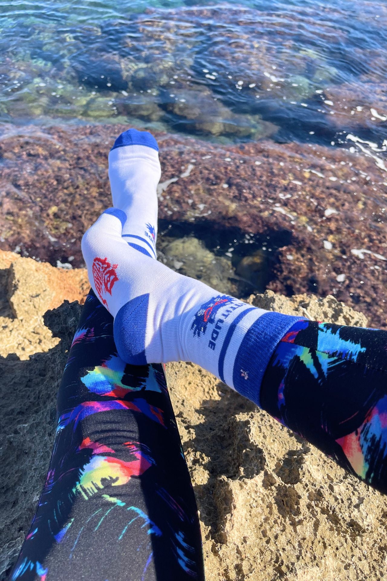 FIZZKINI Cattitude Crew Socks – Blue & White