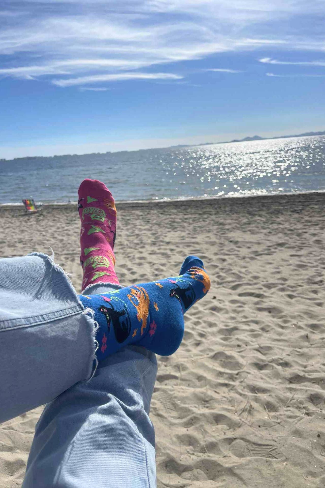 FIZZKINI Split Cat Crew Socks – Blue & Pink