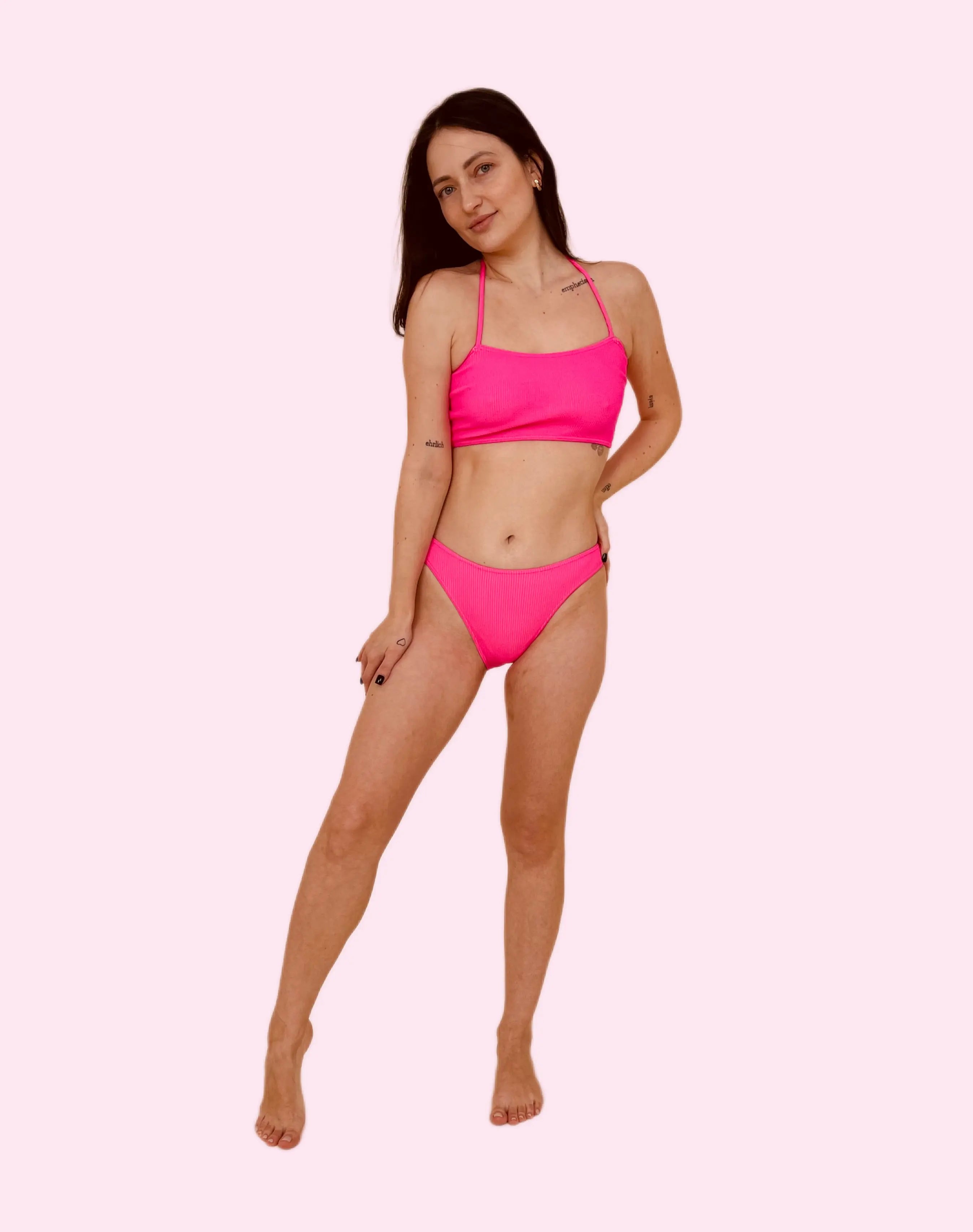 ABRIL Two-Piece Swimsuit – Neon Pink (One Size Fits XS–M LIMITED EDITION)