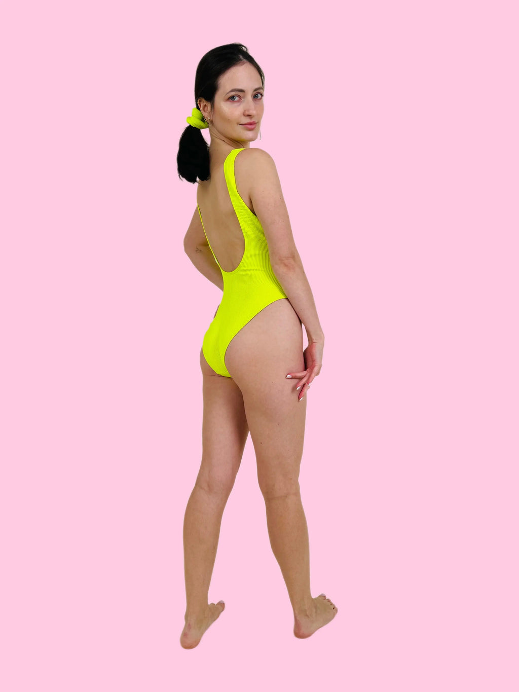 MARINA One Piece Swimsuit – Neon Yellow (One Size Fits XS–XL)