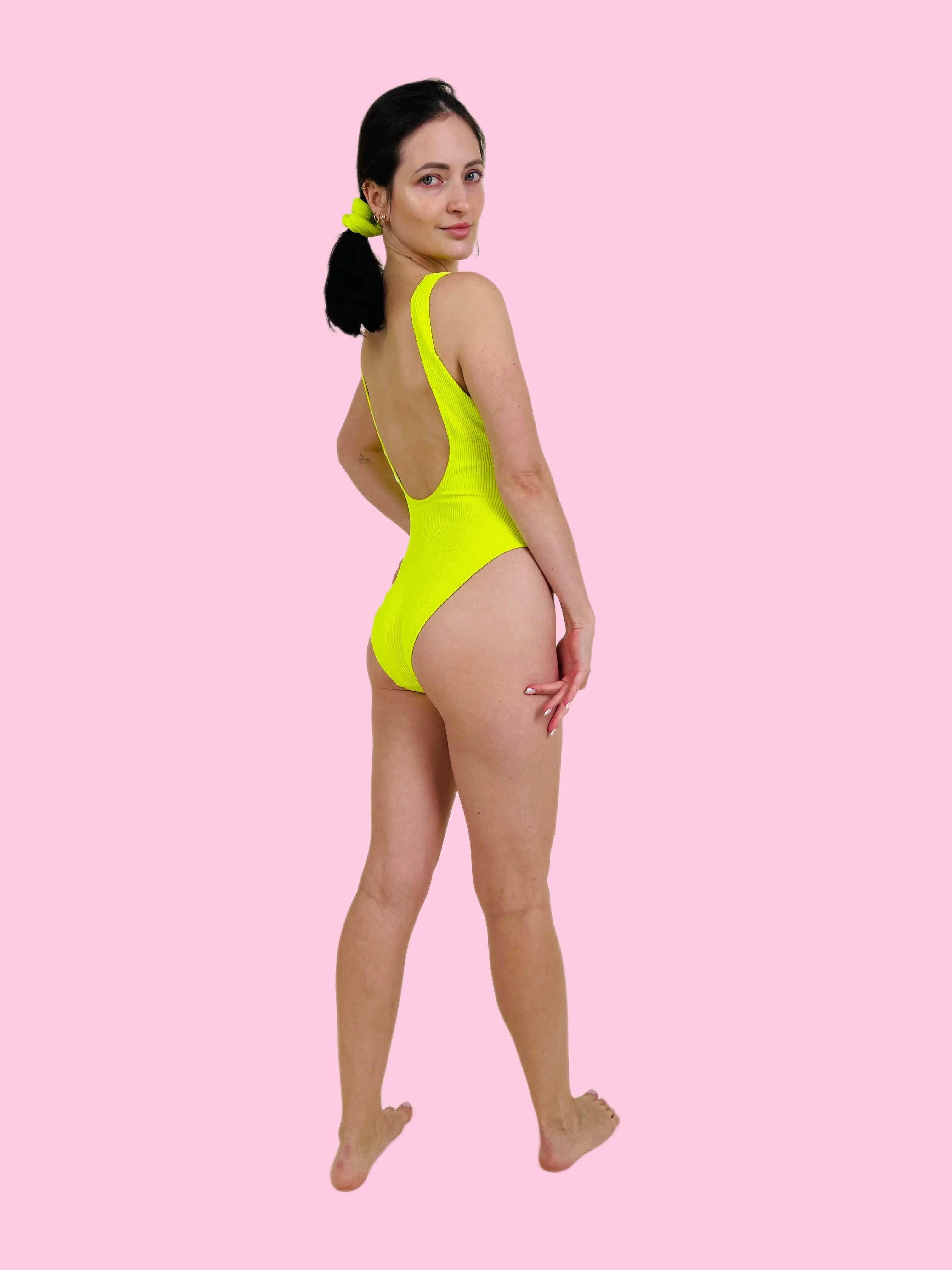 MARINA One Piece Swimsuit – Neon Yellow (One Size Fits XS–XL)