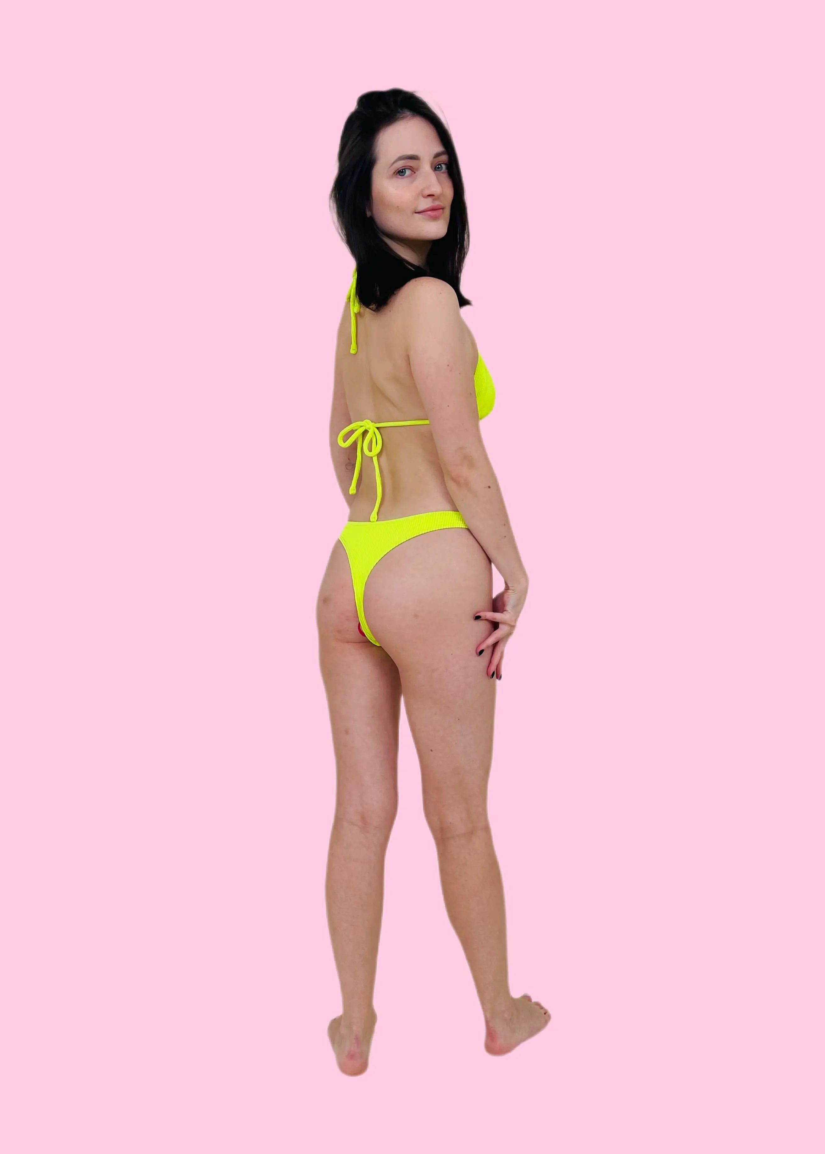 OLIVIA Triangle Bikini – Neon Yellow (One Size Fits XS–XL)