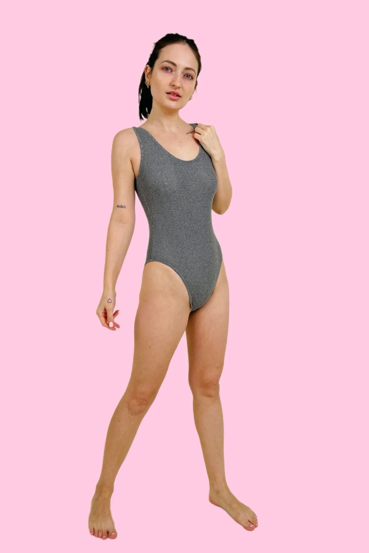 MARINA One Piece Swimsuit – Dolphin Grey (One Size Fits XS–XL)